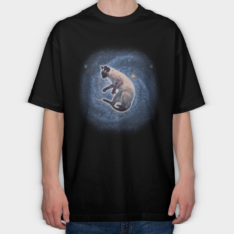 Cat Galaxy, Tricou Oversize Barbati (Unisex)