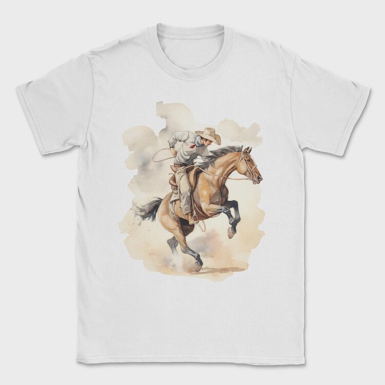 Cowboy Riding Horse Bucking, Tricou Barbati (Unisex)