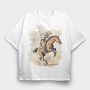 Cowboy Riding Horse Bucking, Tricou Oversize Barbati (Unisex)