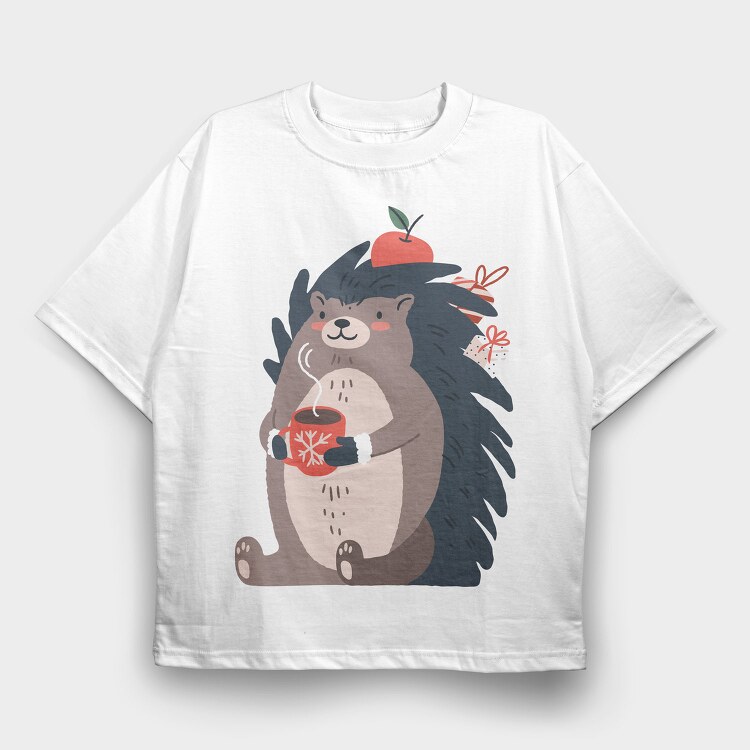 Cozy Hedgehog Cocoa, Tricou Oversize Barbati (Unisex)