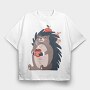 Cozy Hedgehog Cocoa, Tricou Oversize Barbati (Unisex)