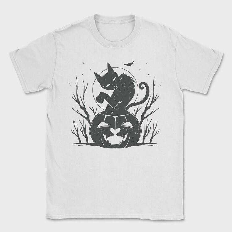 Cat Halloween Monochrome, Tricou Barbati (Unisex)