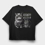 Cat Grumpy Asleep, Tricou Oversize Barbati (Unisex)