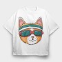 Cat Glasses 2, Tricou Oversize Barbati (Unisex)
