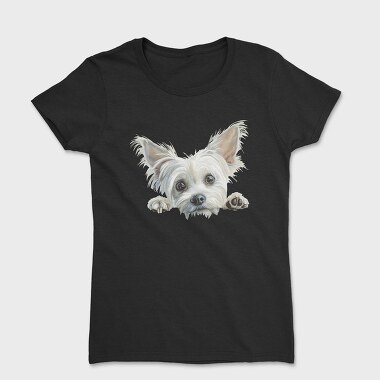 White Terrier Peeking, Tricou Femei