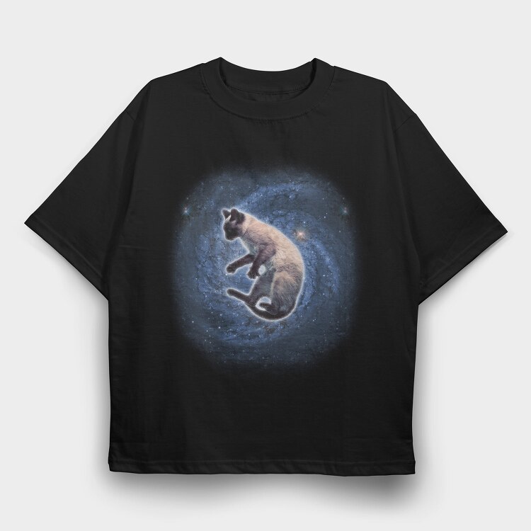 Cat Galaxy, Tricou Oversize Barbati (Unisex)