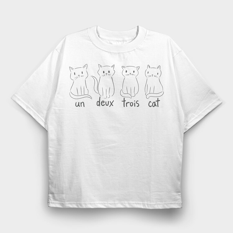 Cat French Quote, Tricou Oversize Barbati (Unisex)