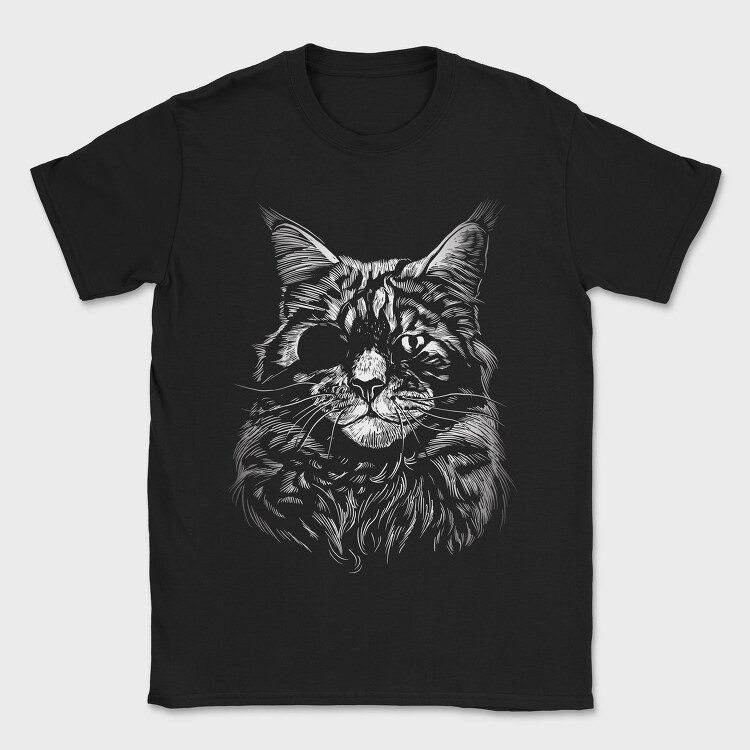 Cat Eyepatch Portrait, Tricou Barbati (Unisex)