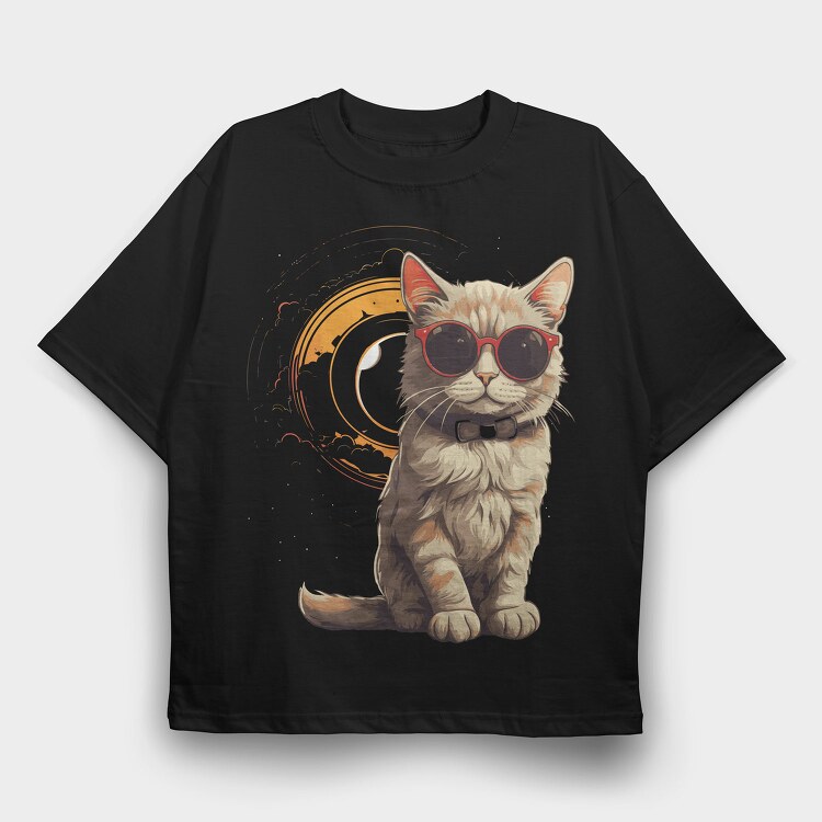 Cat Eclipse, Tricou Oversize Barbati (Unisex)