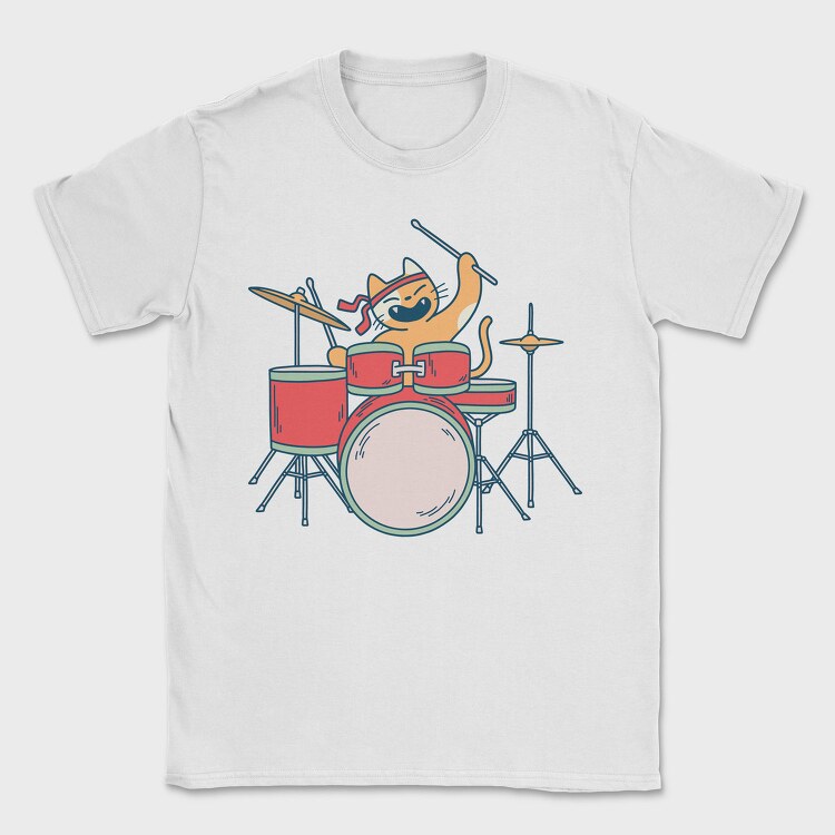Cat Drummer, Tricou Barbati (Unisex)