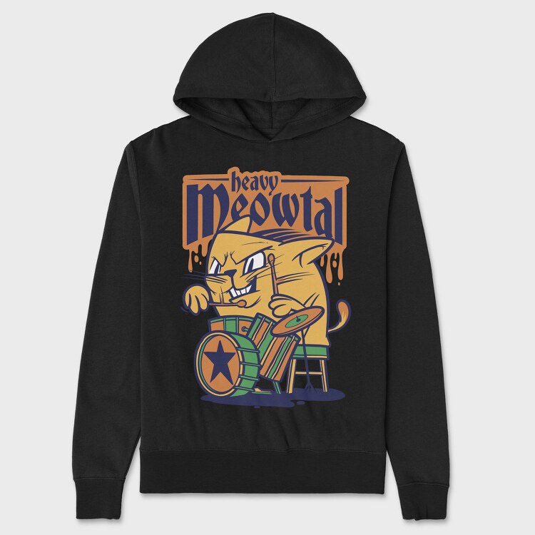 Cat Drummer 2, Hanorac Oversize Barbati (Unisex)