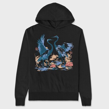 Crane Birds Dancing, Hanorac Oversize Barbati (Unisex)