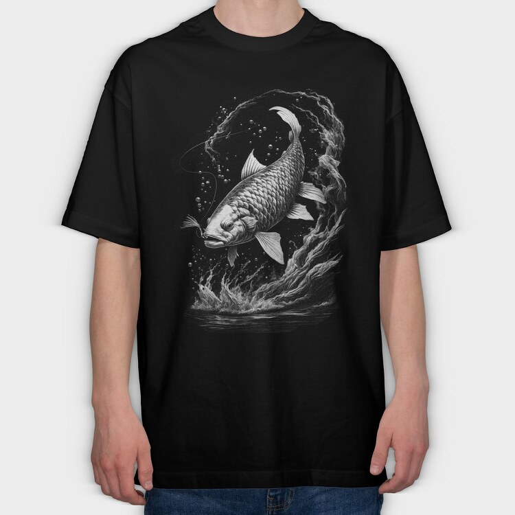 Carp Line Monochrome, Tricou Oversize Barbati (Unisex)
