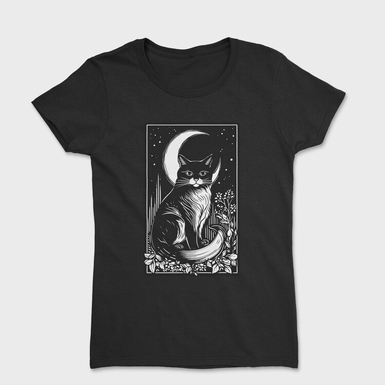 Cat and Moon Card, Tricou Femei