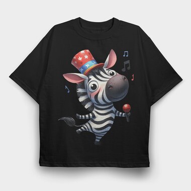 Zebra Singing Mic, Tricou Oversize Barbati (Unisex)