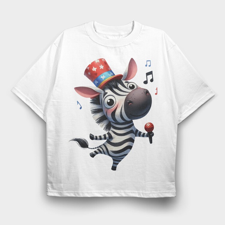 Zebra Singing Mic, Tricou Oversize Barbati (Unisex)