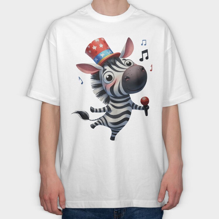 Zebra Singing Mic, Tricou Oversize Barbati (Unisex)