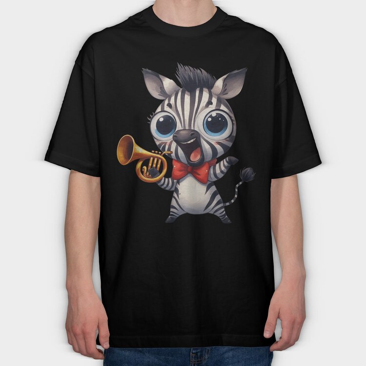 Zebra Trumpet Smile, Tricou Oversize Barbati (Unisex)