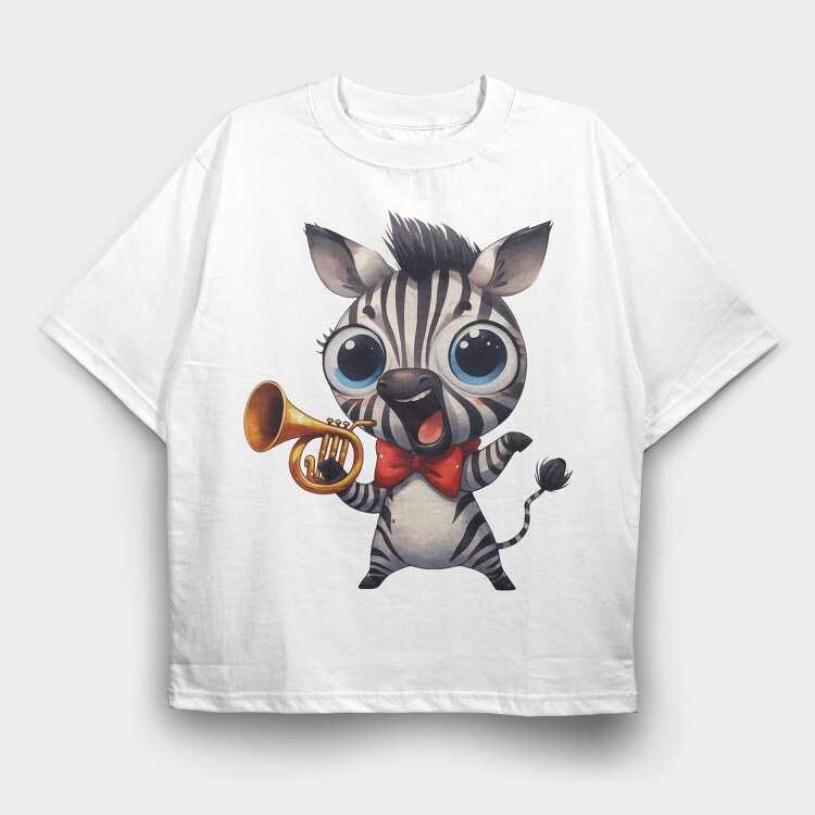 Zebra Trumpet Smile, Tricou Oversize Barbati (Unisex)
