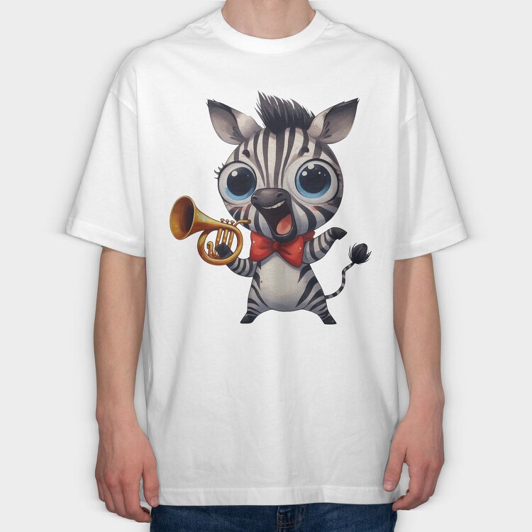 Zebra Trumpet Smile, Tricou Oversize Barbati (Unisex)