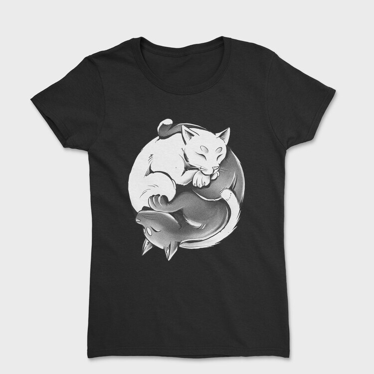 Yin Yang Cats Monochrome, Tricou Femei