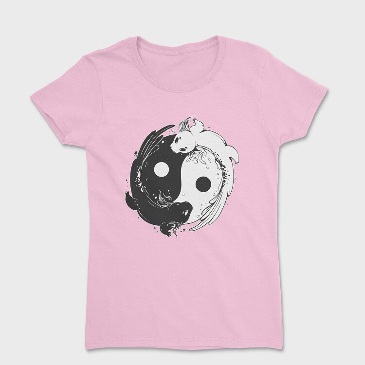 Yin Yang Axolotl Animals Monochrome, Tricou Femei