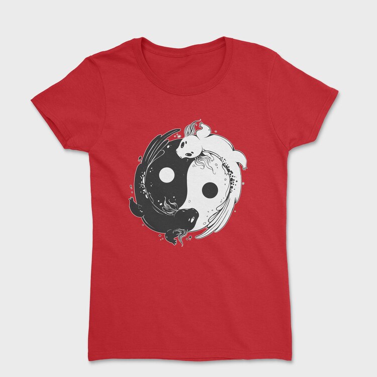 Yin Yang Axolotl Animals Monochrome, Tricou Femei