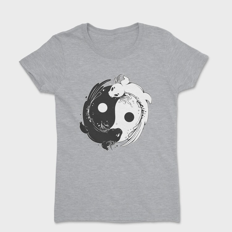 Yin Yang Axolotl Animals Monochrome, Tricou Femei