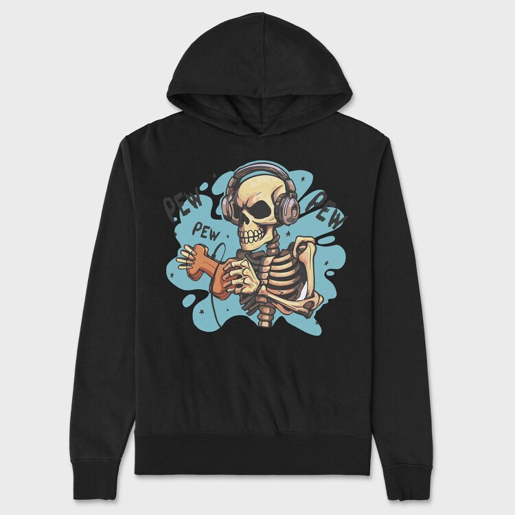 Creepy Skeleton Playing Videogames, Hanorac Oversize Barbati (Unisex)
