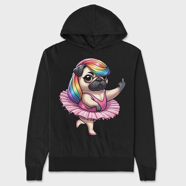 Pug Ballerina Ballet, Hanorac Oversize Barbati (Unisex)