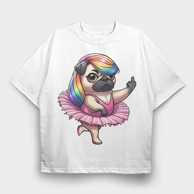 Pug Ballerina Ballet, Tricou Oversize Barbati (Unisex)