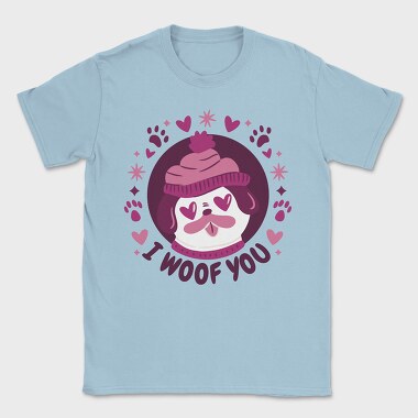 Pug Dog In Love Woof You, Tricou Barbati (Unisex)