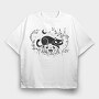 Pumpkin Cat Halloween Illustration 2, Tricou Oversize Barbati (Unisex)
