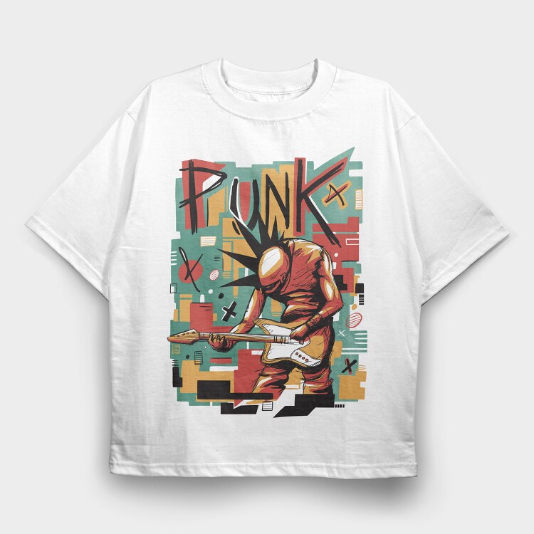 Punk Musician Abstract Music, Tricou Oversize Barbati (Unisex)