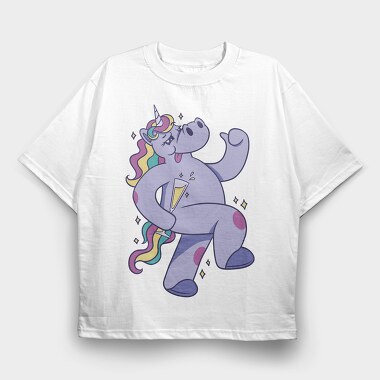 Purple Unicorn Drunk Party, Tricou Oversize Barbati (Unisex)