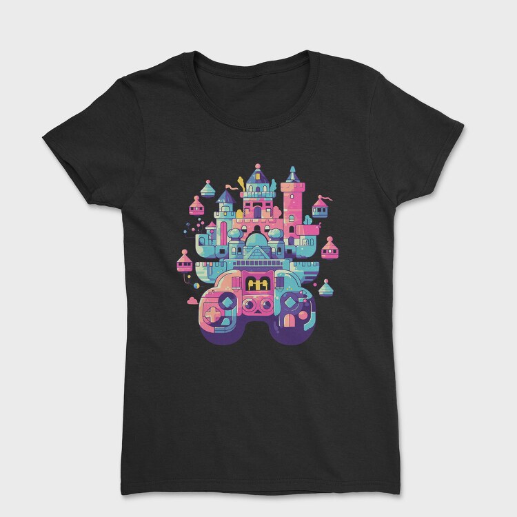 Castle Made Up With Gaming Controllers, Tricou Femei