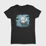 Cat Anxious Sharks Cartoon, Tricou Femei