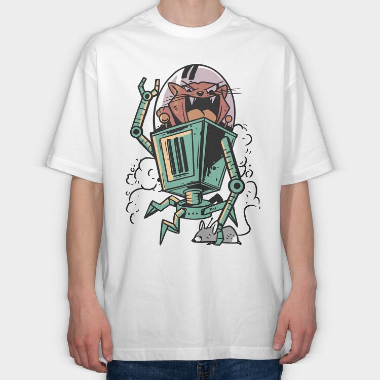 Cat and Mouse, Tricou Oversize Barbati (Unisex)