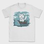 Cat Anxious Sharks Cartoon, Tricou Barbati (Unisex)