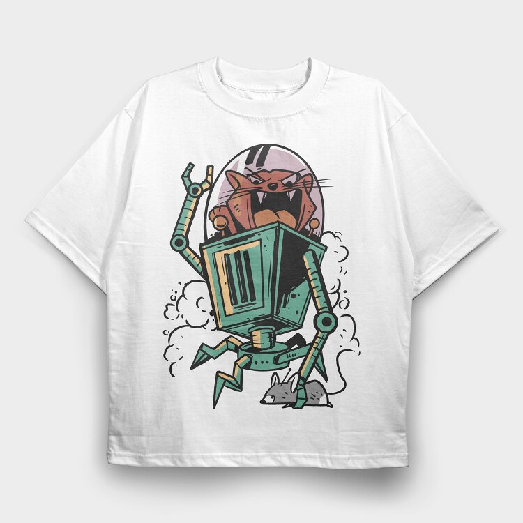 Cat and Mouse, Tricou Oversize Barbati (Unisex)