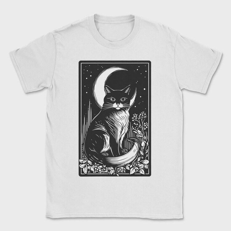 Cat and Moon Card, Tricou Barbati (Unisex)