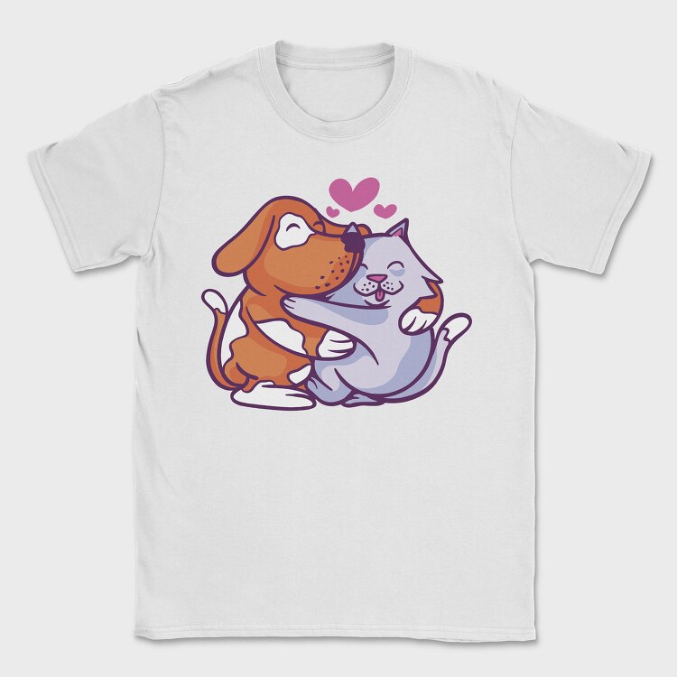 Cat and Dog Hugging, Tricou Barbati (Unisex)