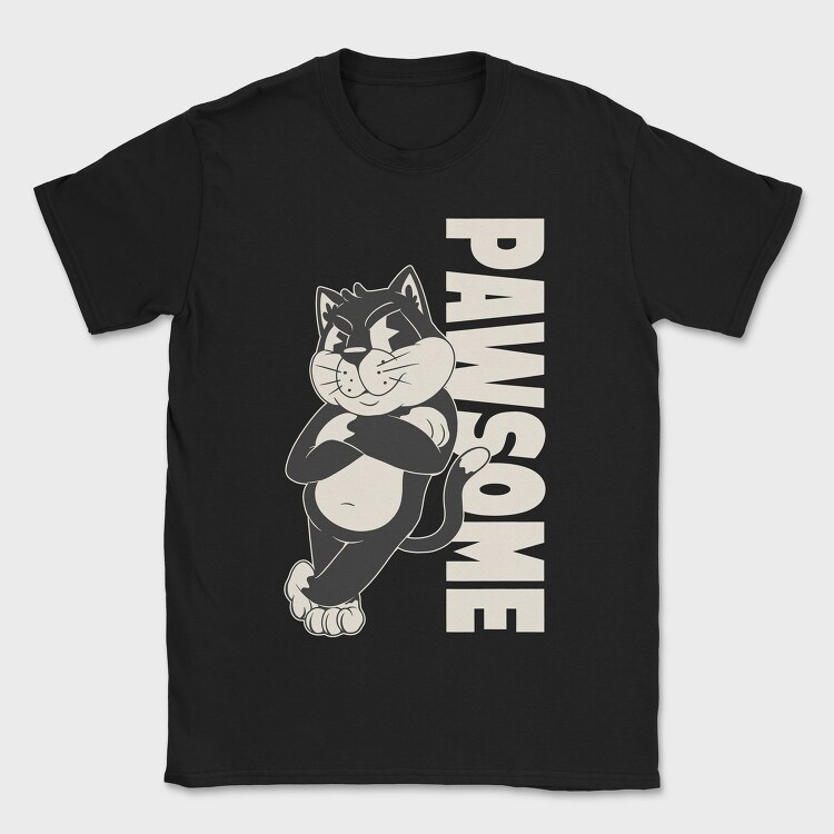 Cartoon Cat Pawsome, Tricou Barbati (Unisex)