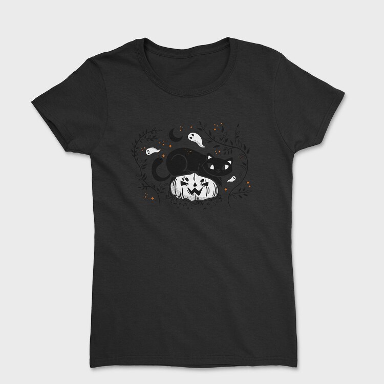 Pumpkin Cat Halloween Illustration 2, Tricou Femei