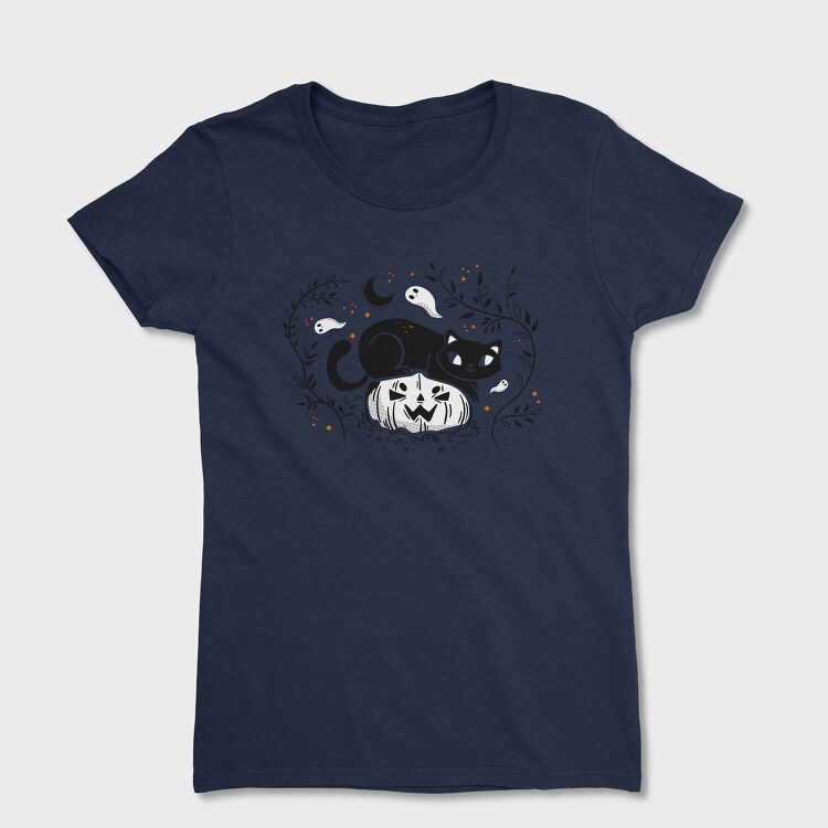 Pumpkin Cat Halloween Illustration 2, Tricou Femei