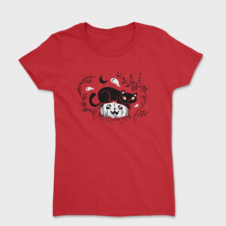 Pumpkin Cat Halloween Illustration 2, Tricou Femei