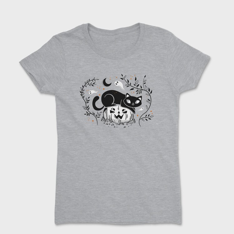 Pumpkin Cat Halloween Illustration 2, Tricou Femei