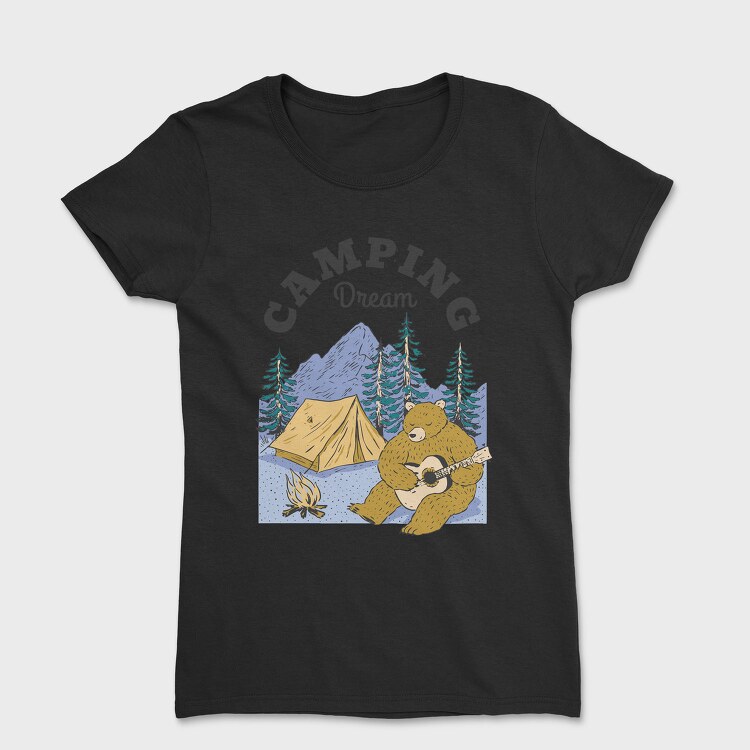 Camping Dream Bear Guitar, Tricou Femei