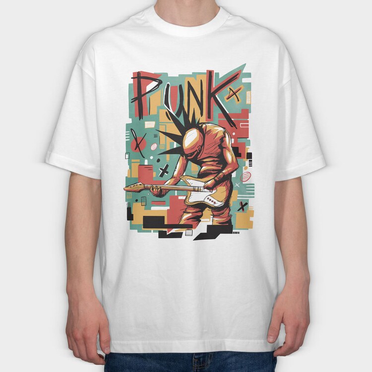 Punk Musician Abstract Music, Tricou Oversize Barbati (Unisex)