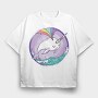 Rainbow Narwhale Whale, Tricou Oversize Barbati (Unisex)